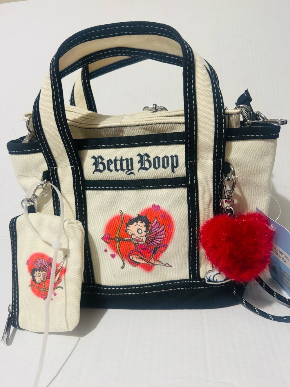 Betty Boop canvas Tote with charms BNWT by fleischer studio inc.